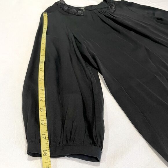 Talbots Women's Black Tunic Blouse with Sequins Neckline - Size 10p - Picture 7 of 11